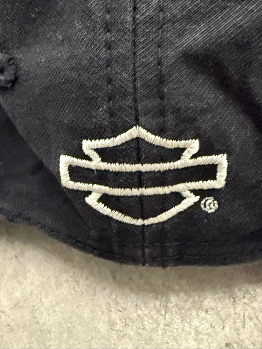 Black Harley Davidson LogoAdjustable Baseball Hat with Rhinestone Trim One Size